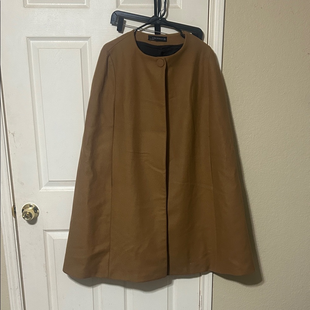 Zara Tan and Black Cape Coat